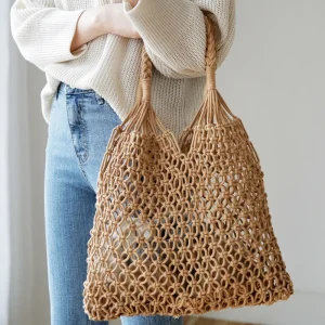 ummer Rattan Women Shoulder Bags Circle Straw Woven Handbags Big Handmade Casual Totes Lady Round Bohemian Beach Shoulder Bags