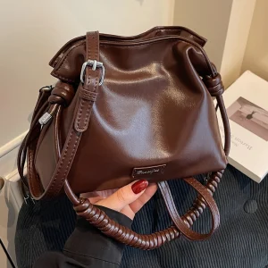 This Year's Trendy Small Bags For Women, Autumn And Winter 2025 New Niche Single Shoulder Crossbody Bag, Pleated Bucket Bag